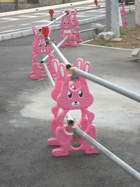 pink cute construction barrier bunnies japan