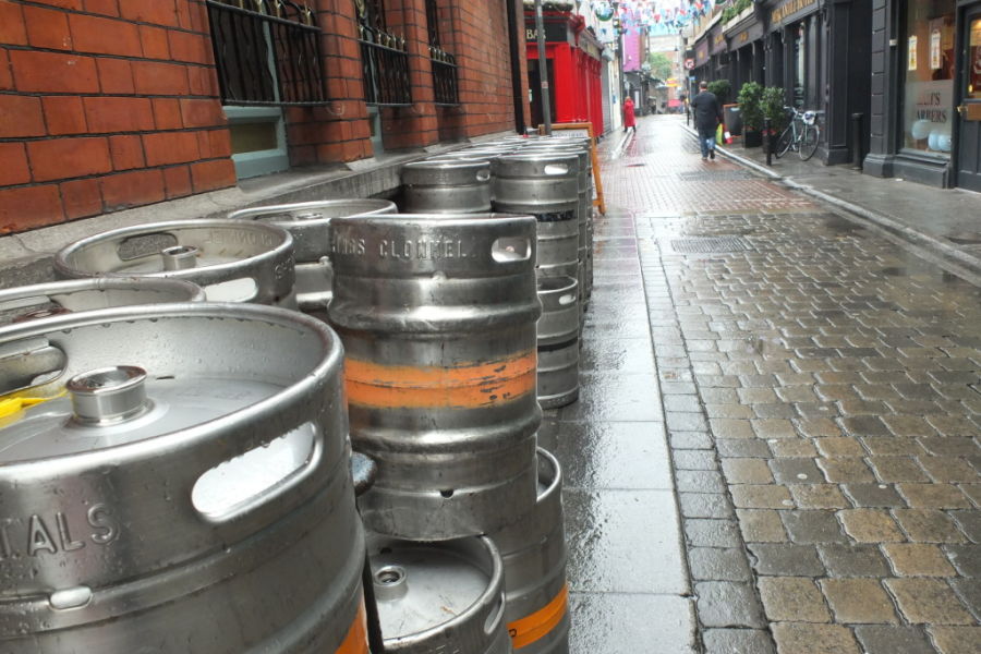 Dublin Ireland kegs beer in temple bar stags head