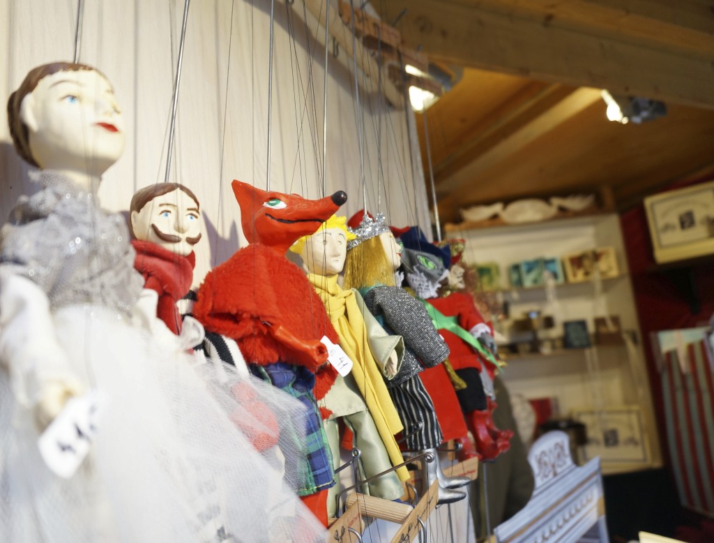 Vienna Schonbrunn Palace Christmas Market crafts puppets stall booth 