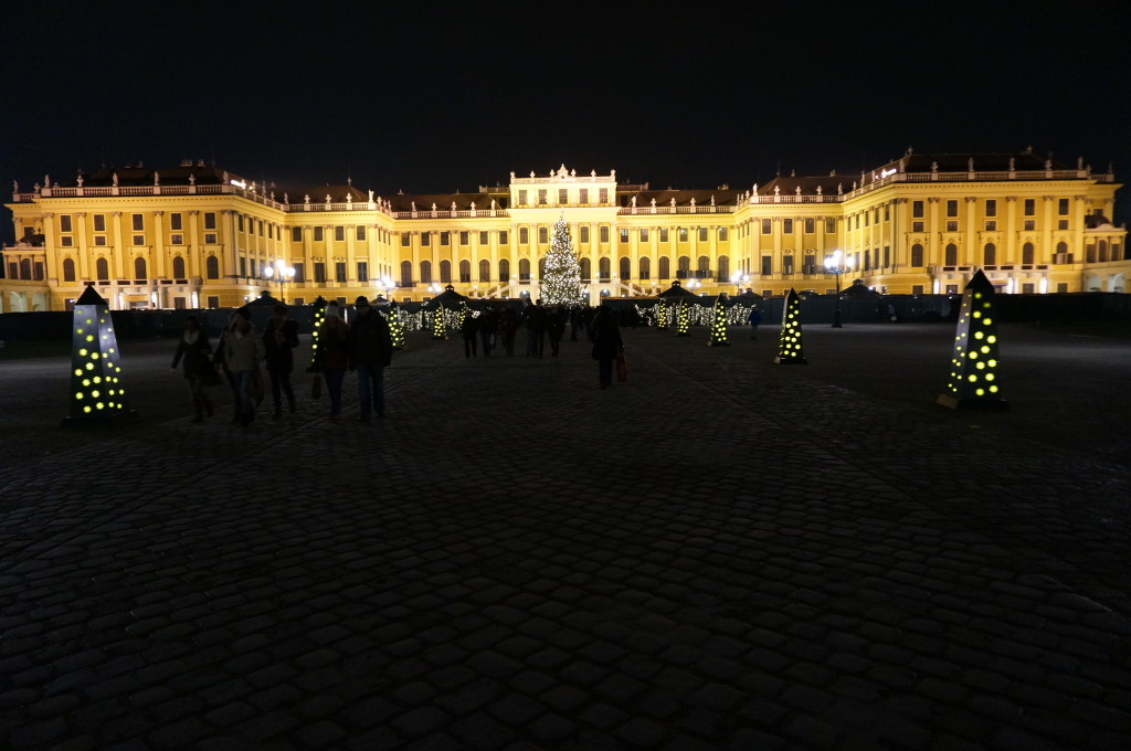 Schonbrunn Palace at night Vienna austria
