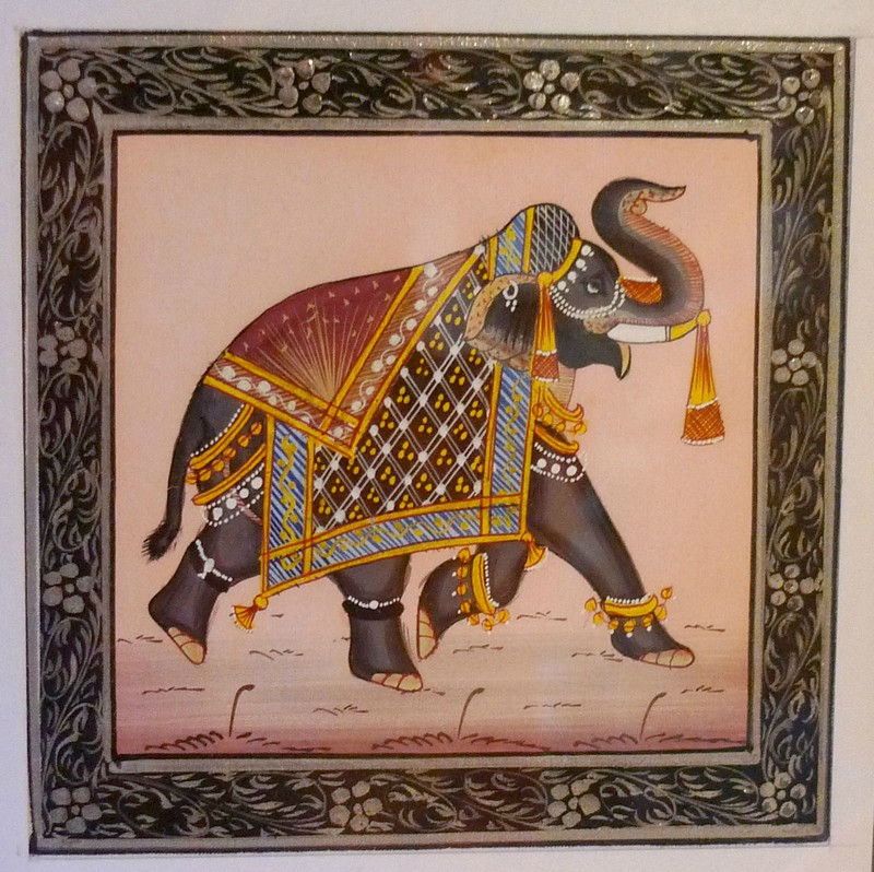 Udaipur, India: Souvenir Shopping Miniature Silk Elephant Paintings