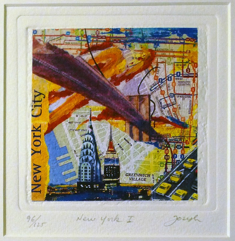 NYC souvenir New York Collage Painting 