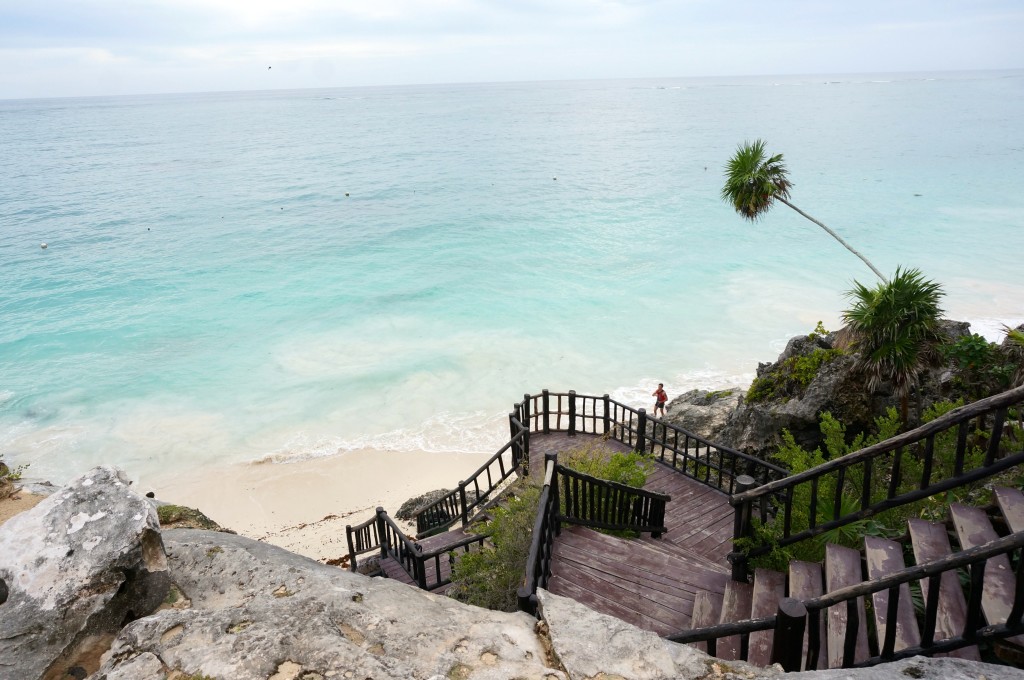 Walk down this tubling staircase to the hidden beach below.