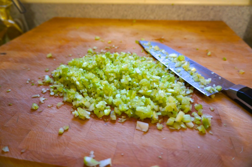 chop celery fine dice