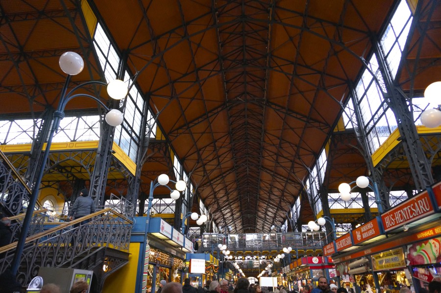 Central Market Hall Budapest Grand Hungary food stalls
