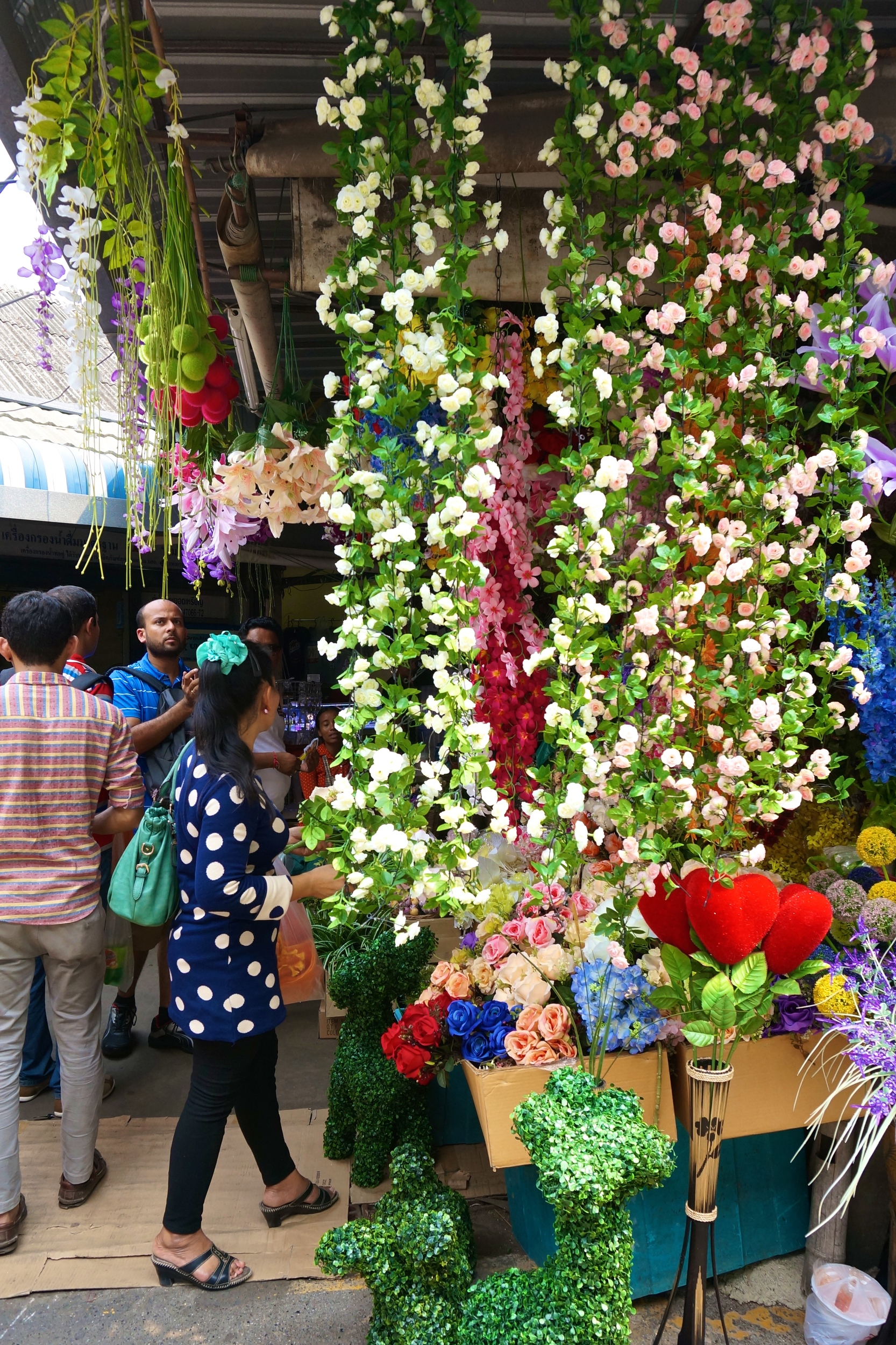 Silk flower garlands. JJ Market/Chatuchak, Bangkok.