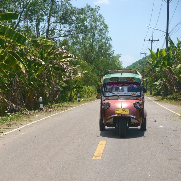 thailand tuk-tuk driving village road countryside
