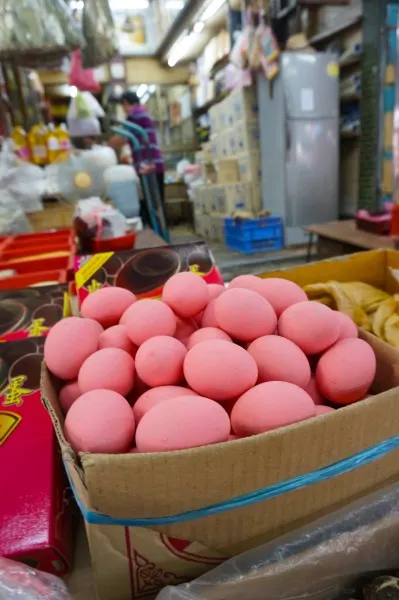 Thai pink century eggs chinese market bangkok preserved eggs