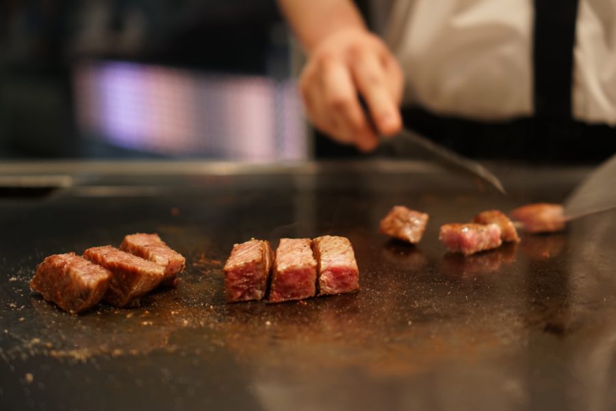 Japanese kobe beef teppanyaki style steak