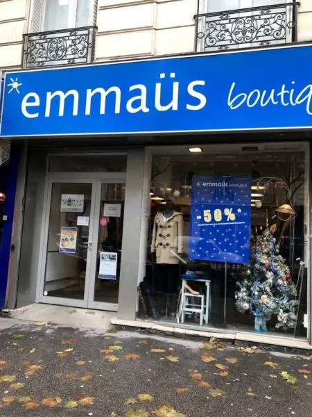 Emmaus Boutique in Paris-- a French thrift store, similar to what we in the US know as Goodwill.