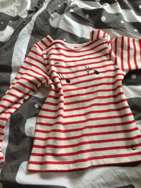 A cute classic Breton shirt from Petit Bateau wink red striped