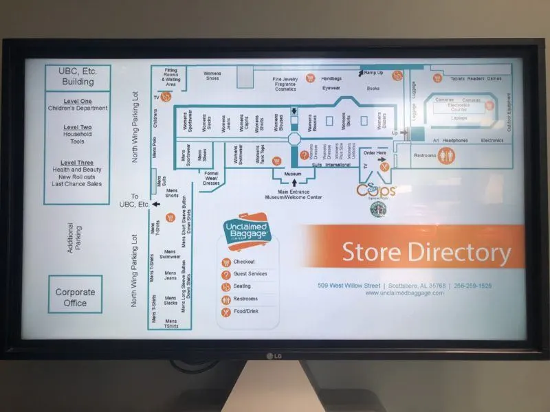 unclaimed baggage store directory map