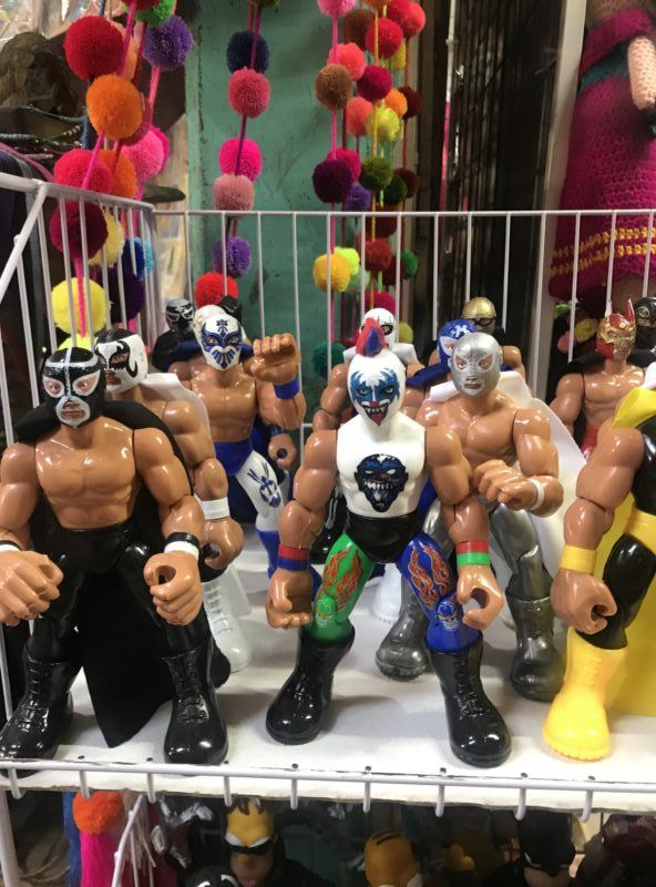Mexican wrestlers toys bargain shopping 