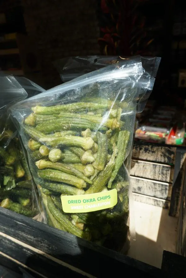 dried okra chips photo review tasty best, souvenir charleston city market