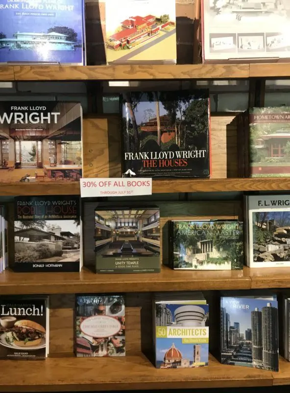 Frank Lloyd Wright design books at gift shop in Oak Park, Illinois #chicago #architecture 